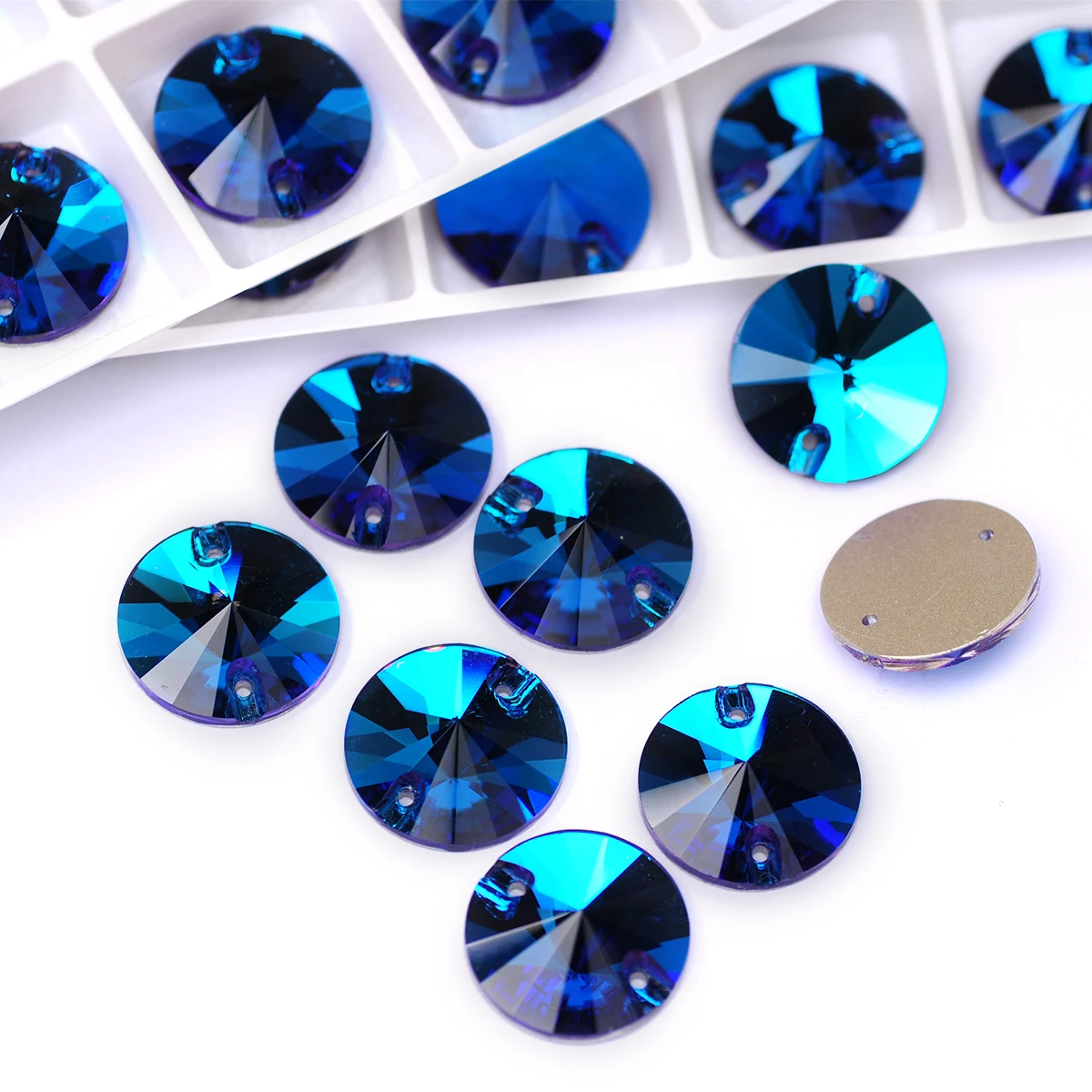 

Blue Zircon Shiny Rivoli Glass Strass Flatback Crystal Sew On Rhinestones Crafts Glitter Sewing Accessories Design Decorations
