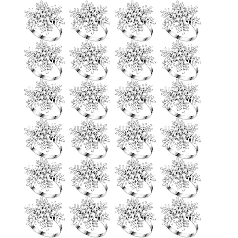 

Набор из 24 бриллиантов, кольца для салфеток со снежинками для Рождества