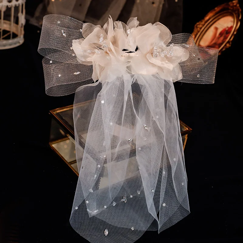 

Fashionable crepe flower veil Hair Jewelry Flower Bow Veil Bridal and Bridesmaid accessories