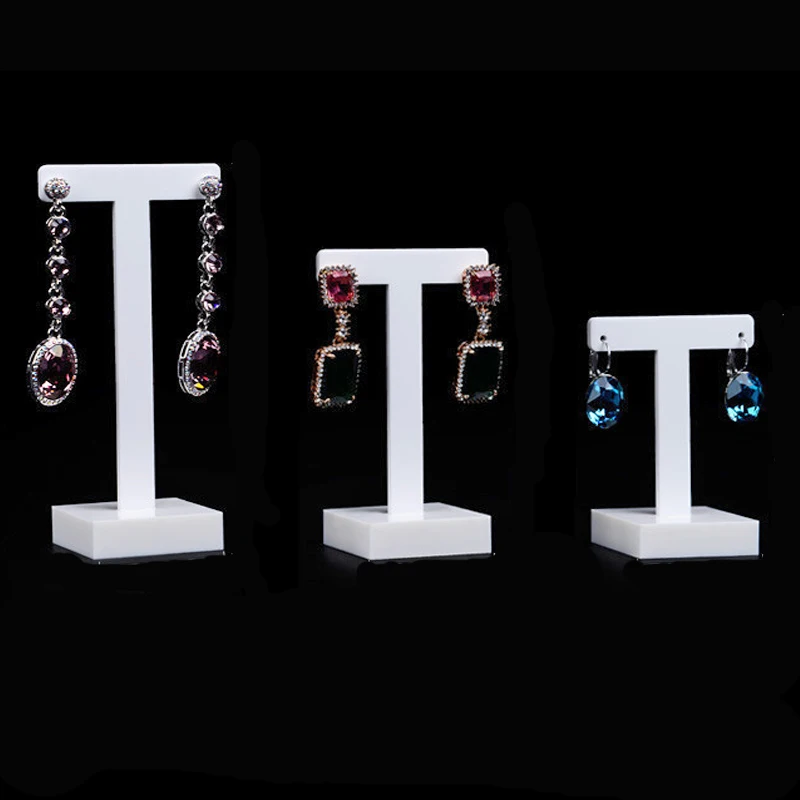 

New Lot Of 3 White Acrylic Earrings Display Holder Acrylic Jewelry Display Holder T Shape Stud Earrings Drop Earrings Showcase