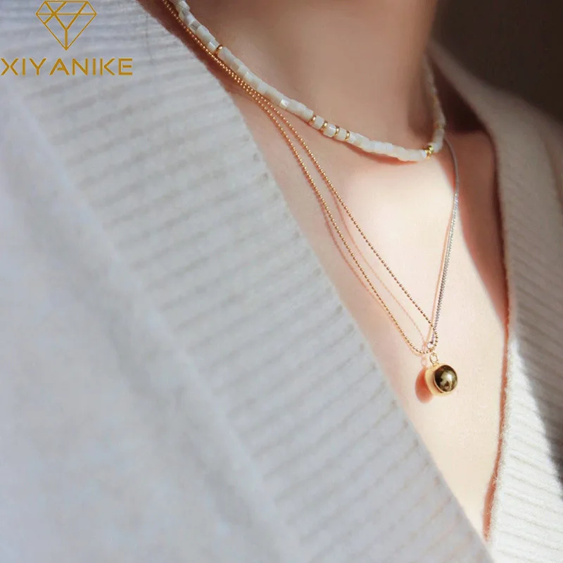

XIYANIKE Luxury Delicate Gold Color Bead Chain Necklace For Women Girl Fashion New Jewelry Friend Gift Party Collares Para Mujer