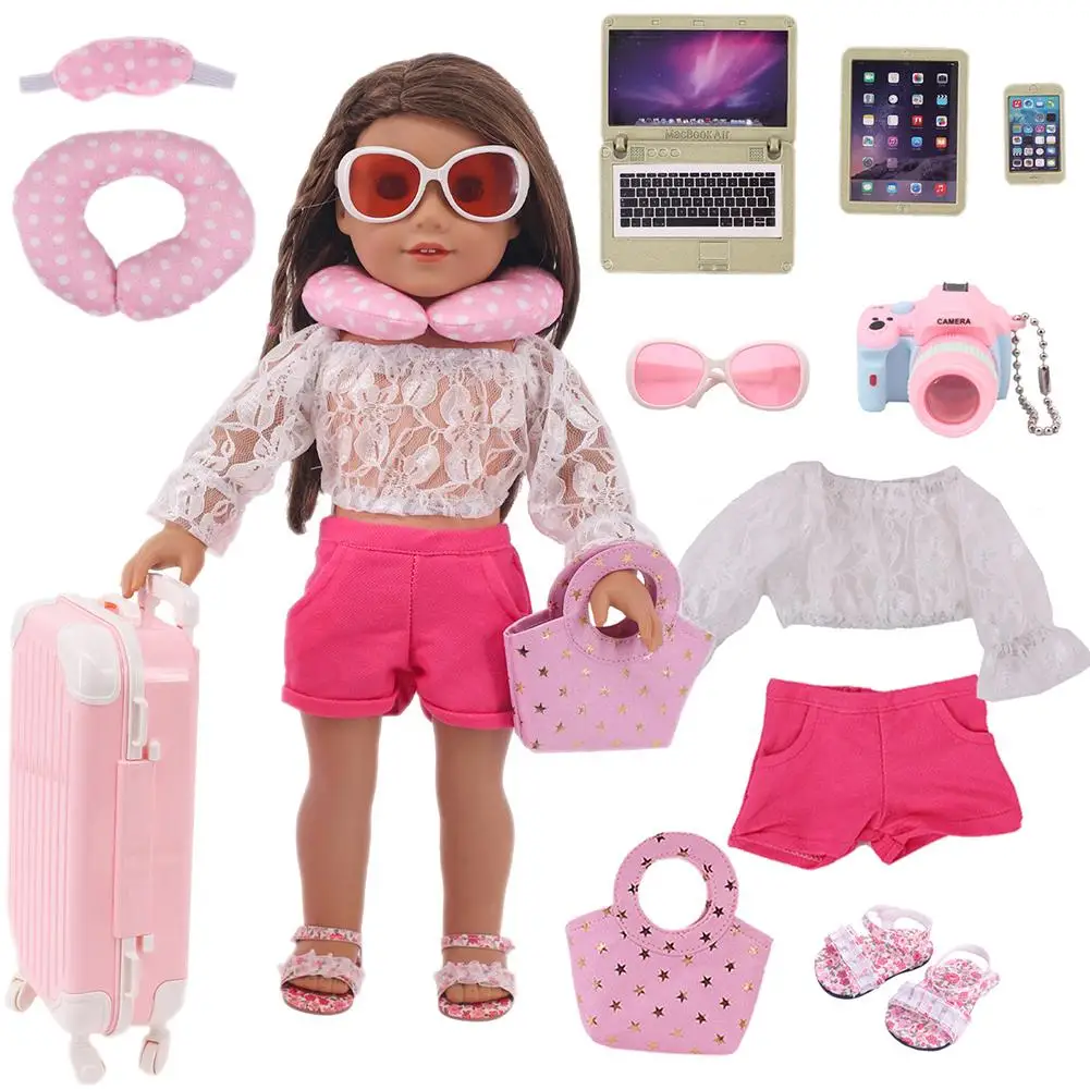 

10pcs Doll Clothes Camera Suitcase Set 18inch Doll Accessories Kids Toy Doll For Developing Children Creativity Imagination