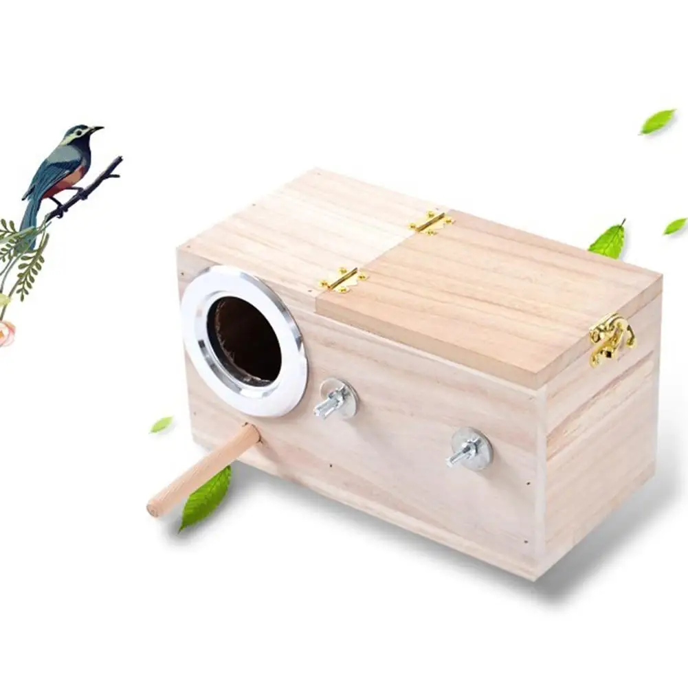 

Wooden Pet Bird House Outdoor Bird Breeding Box Nest Feeder Budgie Parrot Incubator Bird Cage Birdhouse Home Balcony Decoration