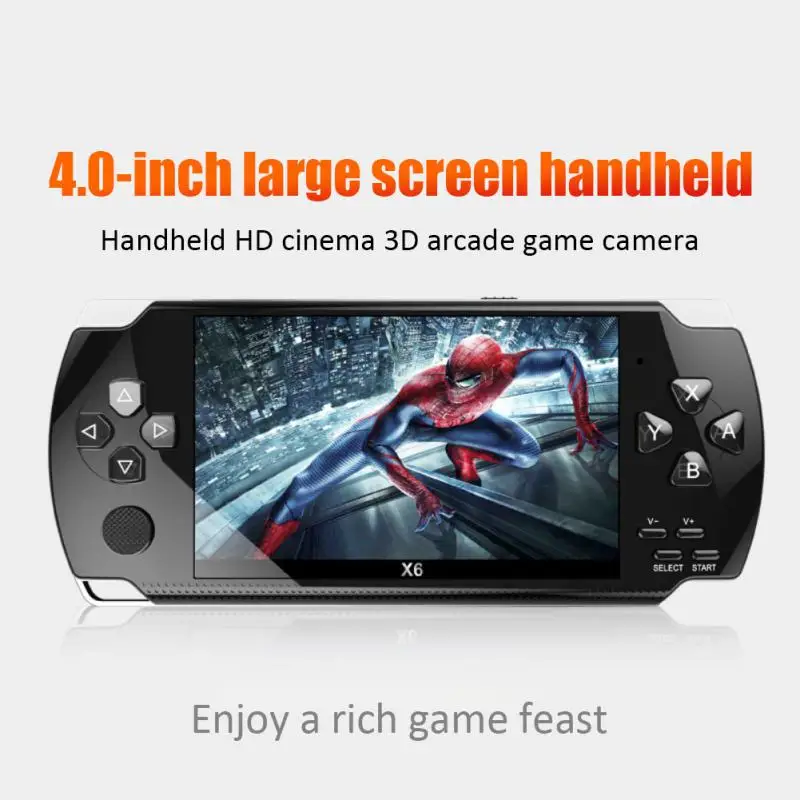 

Портативная игровая мини-консоль X6, HD экран 4,0 дюйма, 1500 классических игр