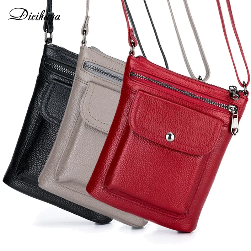 

DICIHAYA New Crossbody Cowhide Cell Phone Shoulder Bag Genuine Leather Messenger Bags Fashion Daily Use For Women Wallet Handbag