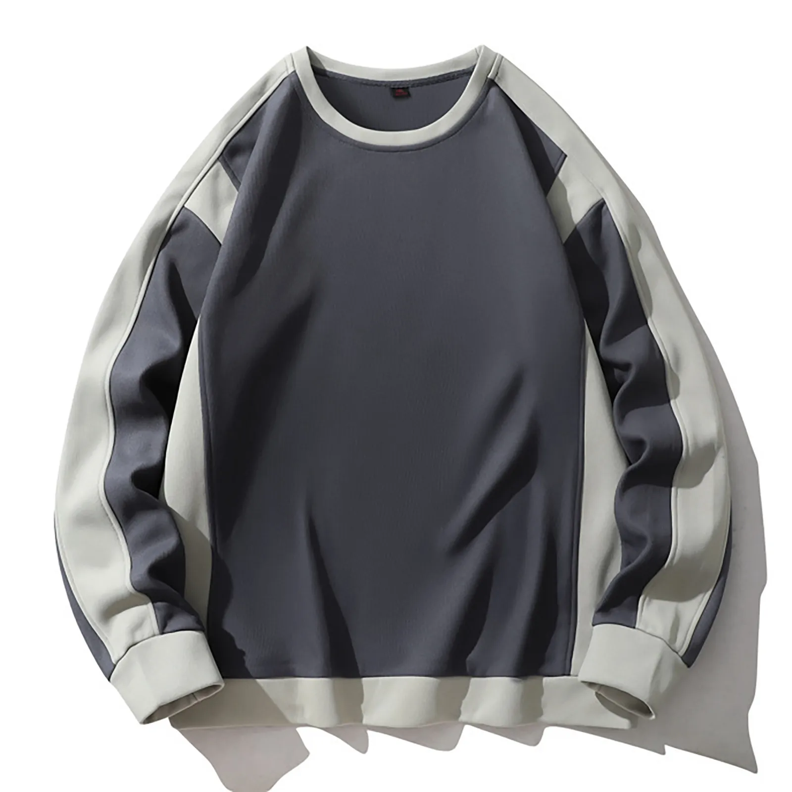 

Mens Patchwork Crewneck Sweatshirt Long Sleeve Lightweight Letter Print Casual Workout Pullover Shirt Men Sweatshirts No Hood