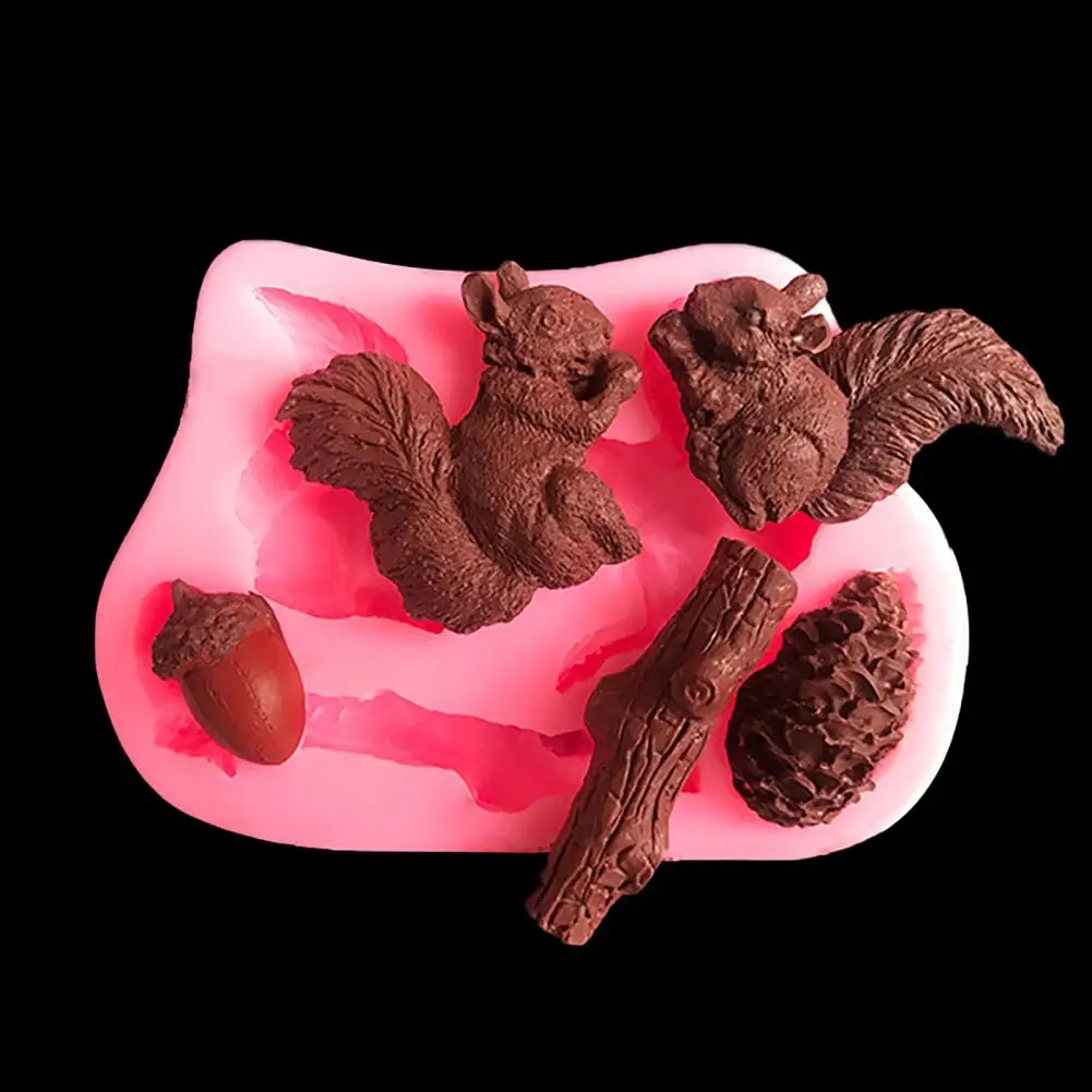 

Creative BPA Free Non-stick 3D Squirrel Pine Cone Stump Silicone Chocolate Baking Mold for Home Fondant Mold Chocolate Mold