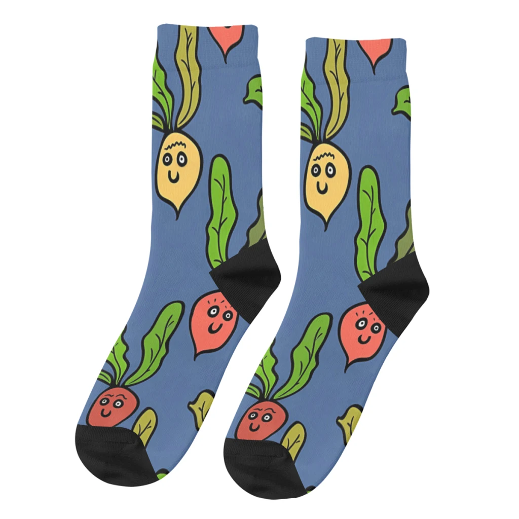 cute and colorful radish happy men's socks retro vegetables food harajuku seamless crew sock gift pattern printed