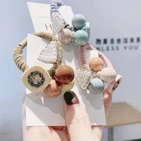 5pcs small fresh candy color ball hair ring super fairy rubber band hair rope fashion simple head rope headdress