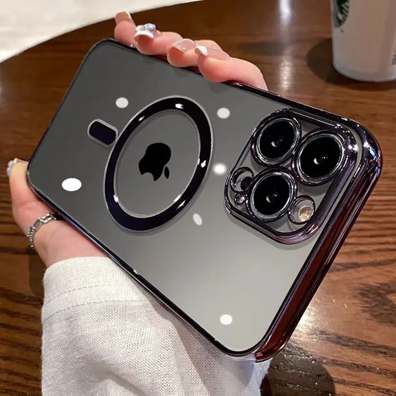 

Чехол для телефона iPhone 14, 13, 11, 12, X, XR, XS Pro Max Plus Mini, магнитный прозрачный силиконовый чехол Magsafe с беспроводной зарядкой