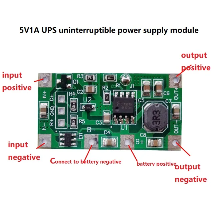 

5V 1A UPS Uninterrupted Power Supply Module 3.7V Polymer 18650 Lithium Battery Step Up Reverse Overvoltage Protection Board