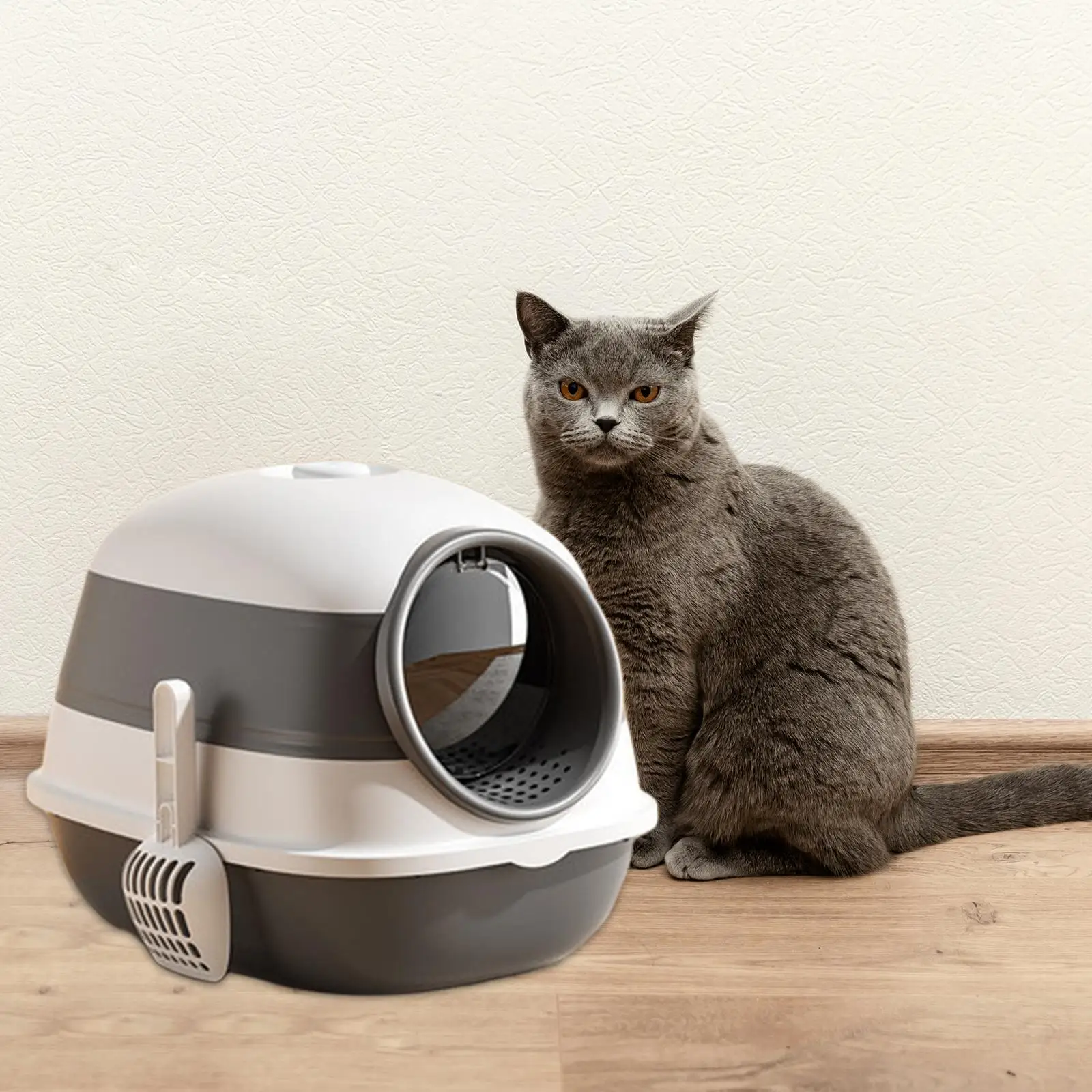 With Lid Anti Splashing Cat Toilet Fully Enclosed Extra Larg