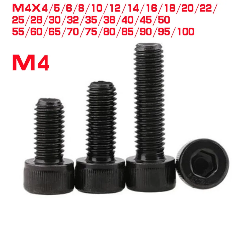 

5/10pcs/lot DIN912 M4*4/5/6/8/10/12/14/16/18/20/25/30/35/40/45/50/100 Grade 12.9 black hexagon Hex Socket allen Head Cap Screw