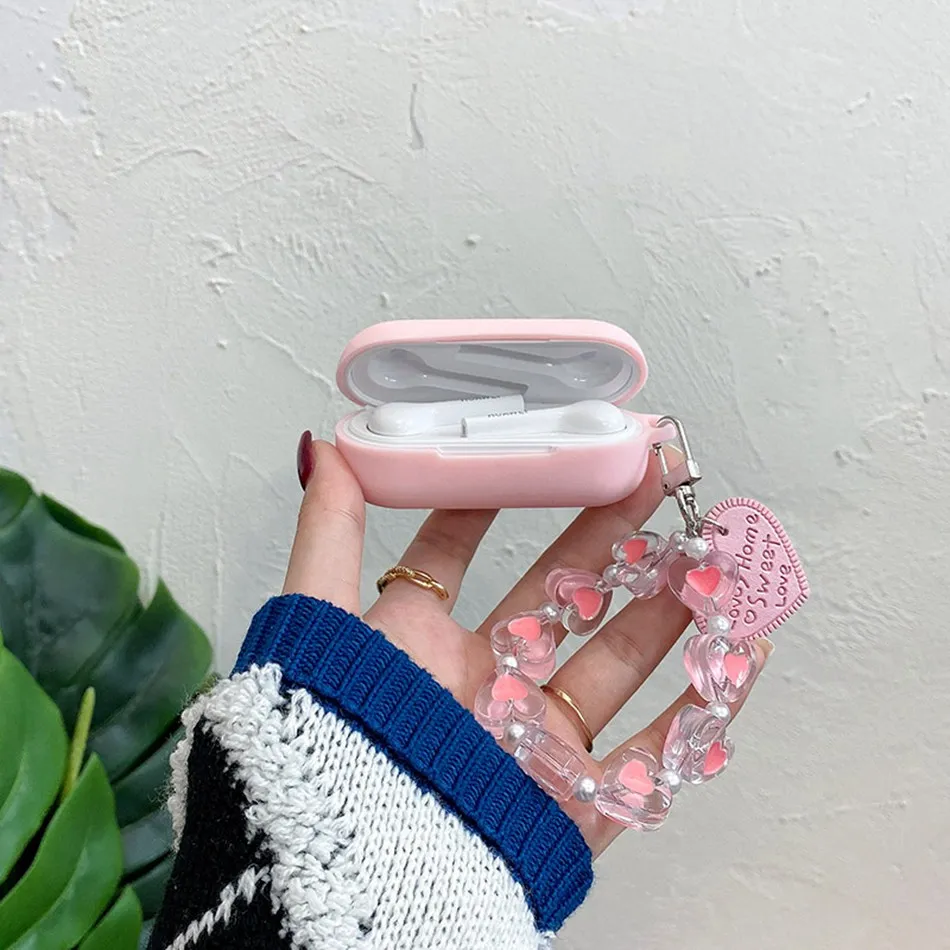 Чехлы для huawei freebuds lite чехлы honor Flypods чехол с надписью Love цепочка на запястье и