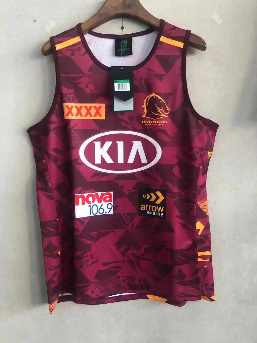 

2021 Brisbane Broncos Rugby Training Singlet JERSEY Shirt Size S-3XL
