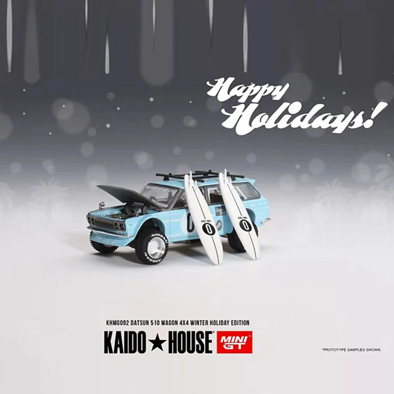 Миниатюрная модель автомобиля Datsun 510 Wagon 4x4 зимнего праздника KHMG092 KAIDOU
