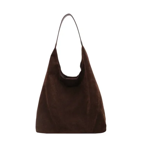 Винтажная женская сумка, вместительная Замшевая сумка через плечо, однотонная простая повседневная сумка для поездок