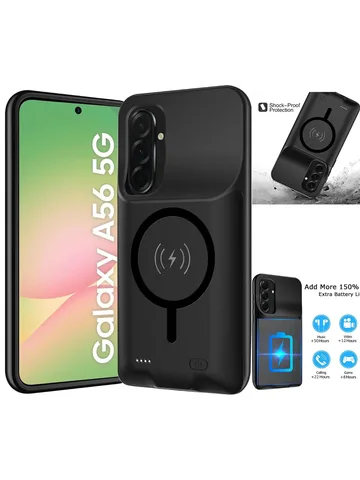 Магнитный чехол для аккумулятора Samsung Galaxy A36/A56, аккумулятор 10000 мАч, беспроводная зарядка, внешняя перезаряжаемая крышка для зарядки