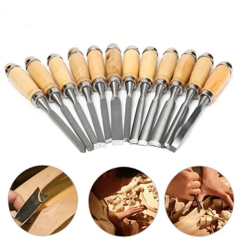 G20 Professional 12Pcs/set Manual Wood Carving Hand Chisel Tool Set Carpenters Woodworking Carving Chisel DIY Hand Tools