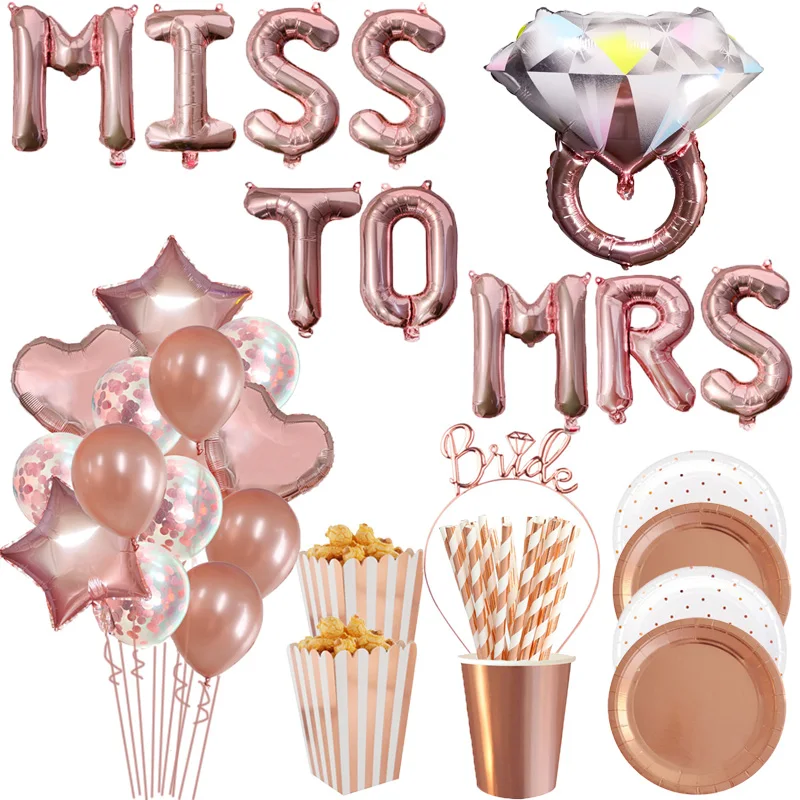 

Wedding Decorations Rose Gold Miss To Mrs Letter Team Bride To Be Balloon Banner Bridal Shower Gift Bachelorette Party Supplies