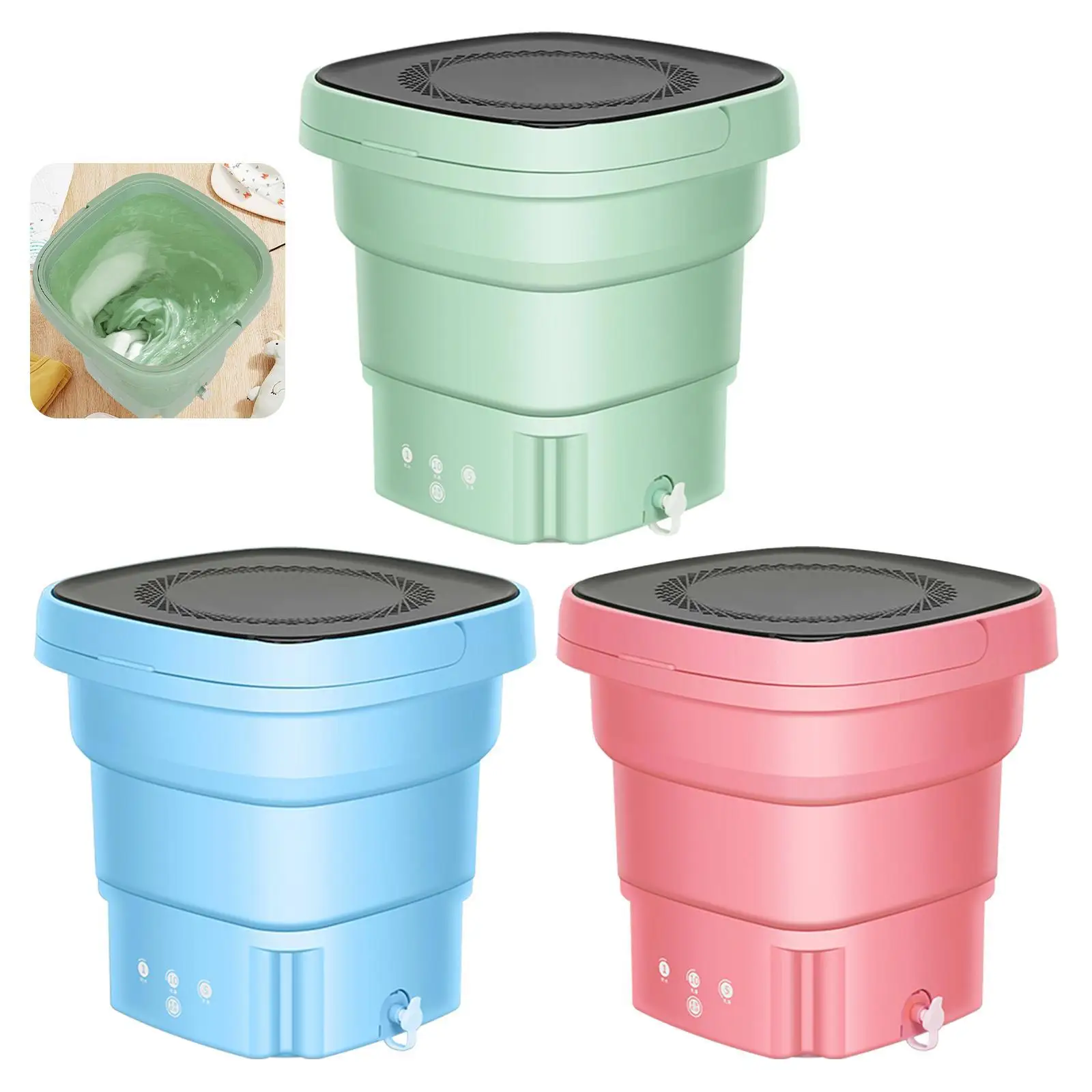 

Portable Folding Washing Machine For Clothes Cleaning Washer For Socks Underwear Mini Washing Machine with Drain Basket