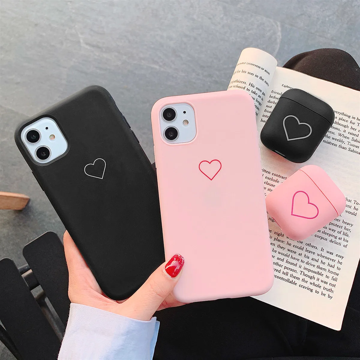 

Мягкий чехол для IPhone 11 Pro, X, Xr, Xs Max, для Airpods 1, 2, чехол для телефона с любовным сердцем для IPhone 8 Plus, 7, 6S, 6, 5, 5S SE2, 12 Pro Max Mini