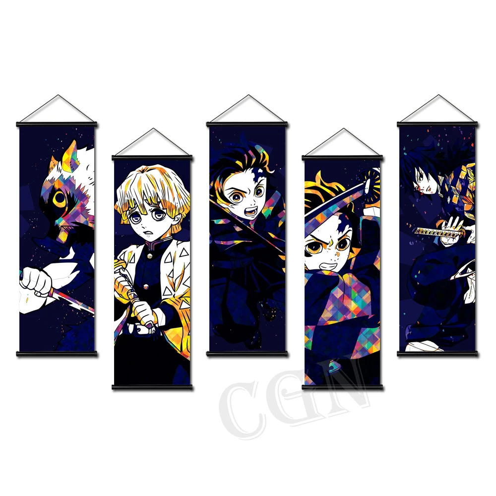 

Плакат-прокрутка, рассекающий демонов, Agatsuma Zenitsu, холст, японская аниме-фигурка, подвесная картина, печать, настенное искусство, картина для ...