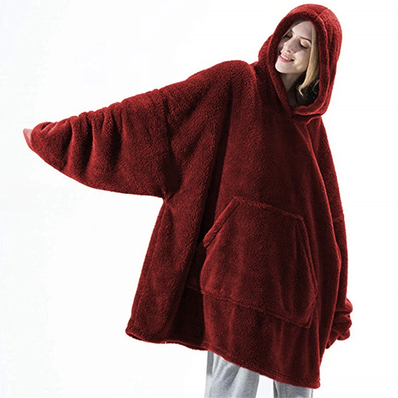 

Blanket With Sleeves Women Hoodie Fleece Warm Hoodies Sweatshirts Giant TV Blanket Women Hoody Robe Casaco Feminino