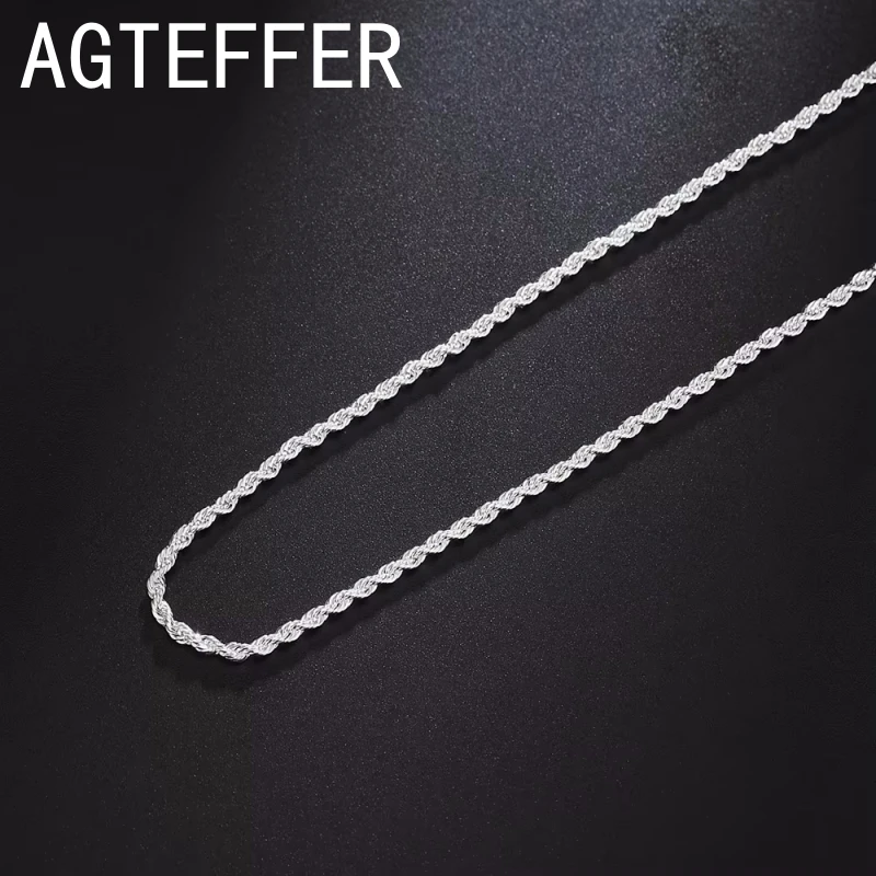 Новый 16/18/20/22/24 дюймов стерлингового серебра 925 пробы 2 мм витая веревка-цепочка
