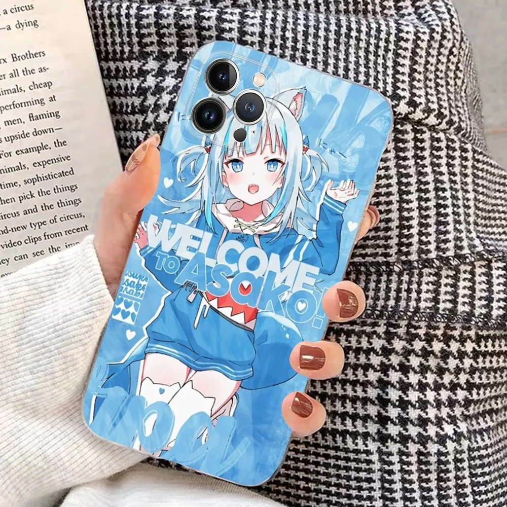 Gawr Gura Phone Case For iPhone 16 15 14 11 12 13 Mini Pro XS Max Cover 6 7 8 Plus X Funda Shell