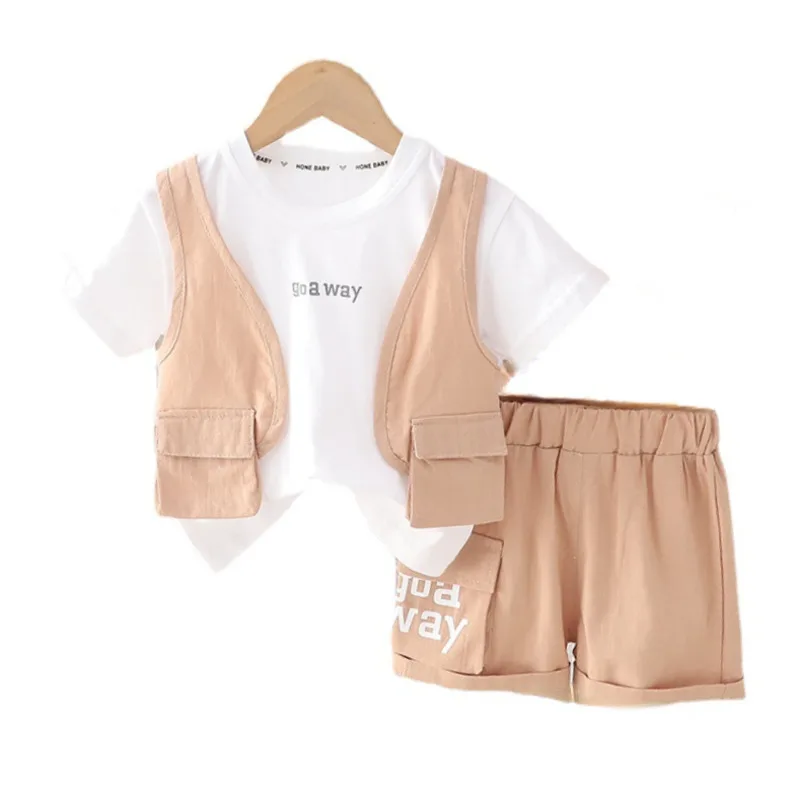 

2 шт./комплект, хлопковая футболка и шорты для мальчиков