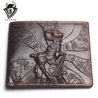 3d antelope pattern purse genuine leather wallet men male real vintage cowhide money bag top quality