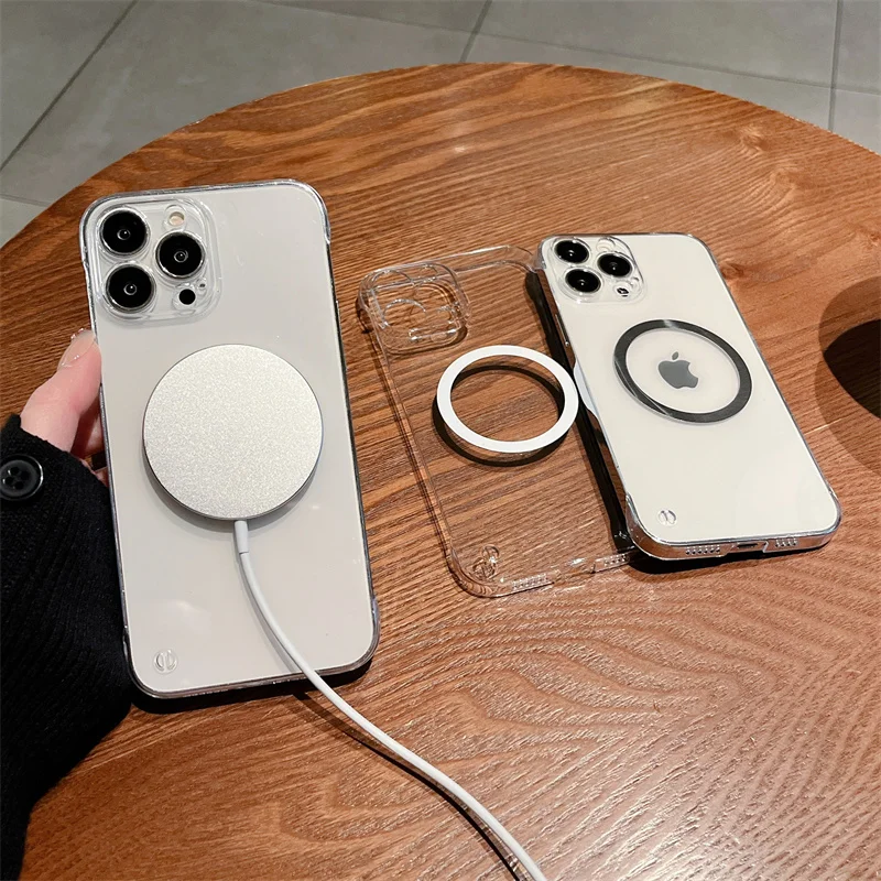 Бескаркасный Прозрачный жесткий чехол из поликарбоната для Magsafe Магнитный