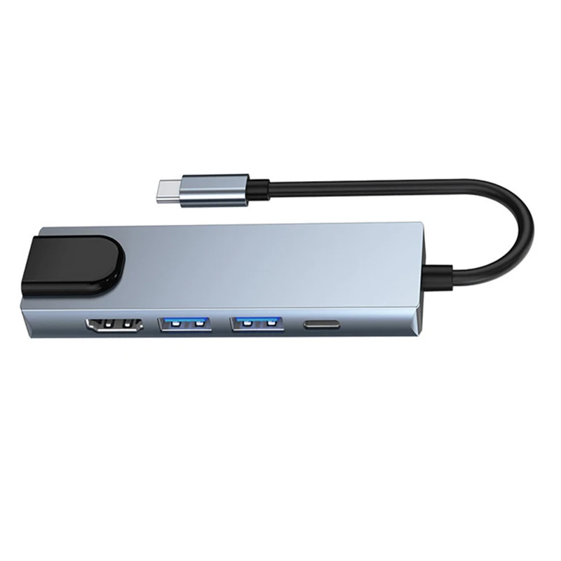 Фото Концентратор 5 в 1 USB типа C USB-C до 100 Мбит/с RJ45 LAN USB3.0 USB 2.0 PD Charge 4K 30 Гц HDTV Extender Dock для Macbook Air Pro №5