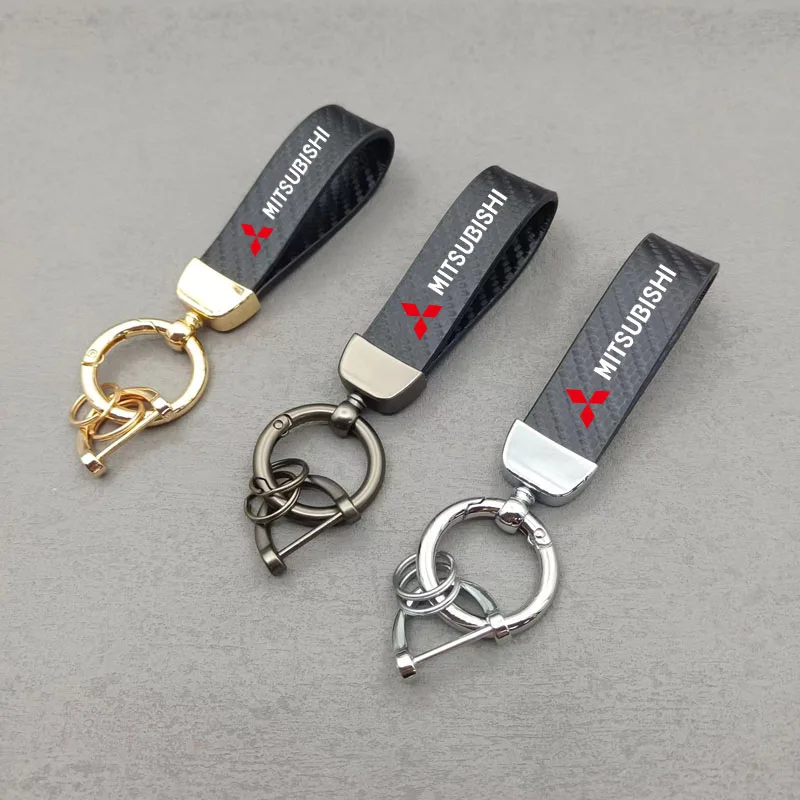 

Car KeyChain 360 Degree Rotating Carbon Fiber Style Leather Car Key Rings for Mitsubishi Lancer EX 10 Lancer X Car Accessories