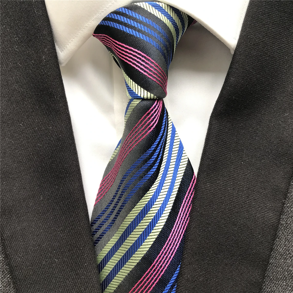 

10 cm Unique Design Men's Ties Jacquard Woven Neck Tie Fashion Striped Neckties for Wedding Party