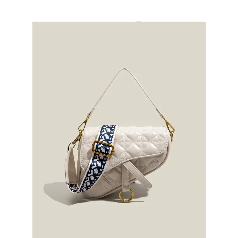 

Withered Single Shoulder Bag Texture Saddle Bag Armpit Women Ins Fashion Blogger Women's Bag Retro Commute Solid Messenger Bag