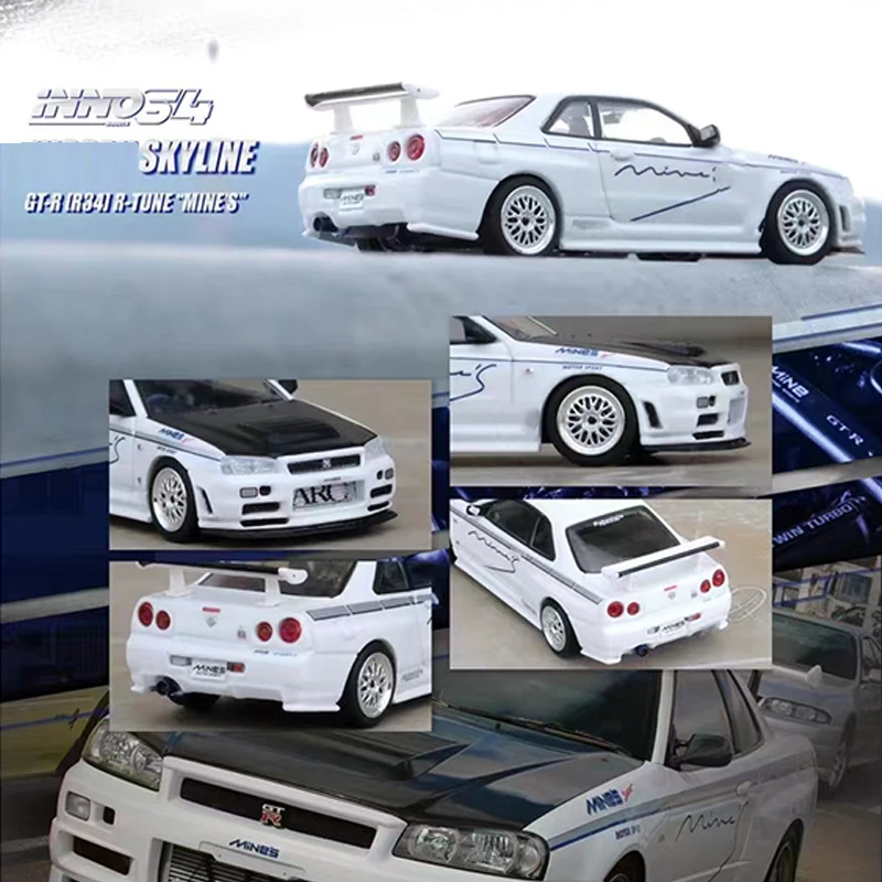

INNO 1:64 Model Car Skyline GT-R (R34) R-Tune Alloy Die-Cast Vehicle-White Carbon