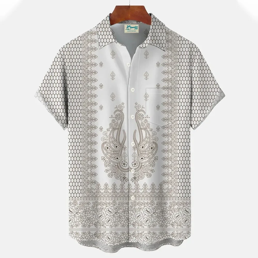 

Luxury Men's Shirt Summer Lapel T-Shirt Casual Daily Short Sleeve Button Clothing Hawaiian Beach Vacation Shirt for Men Blouse