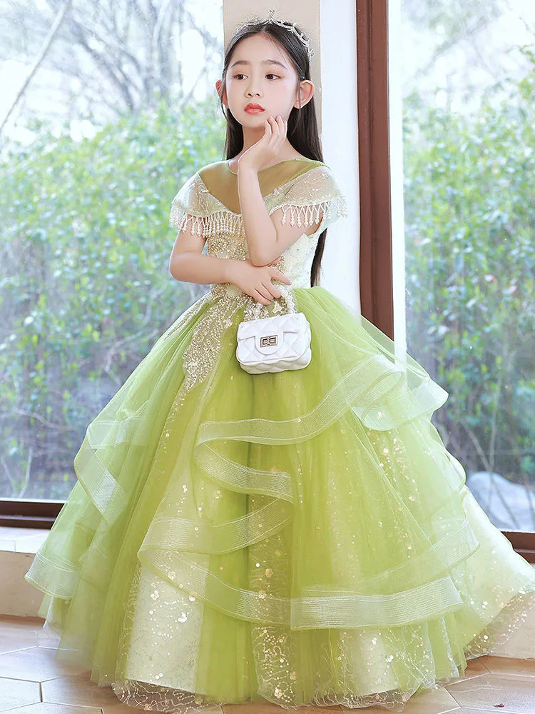 Children's Dance Skirt High-end Foreign Air Fluffy Gauze New Style Girl Princess Fashion Show Host Piano Super Fairy Summer