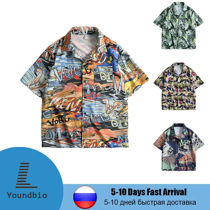 

2022 New Men Print Beach Summer Hawaiian Casual Shirt Men Short Sleeve Fashion Loose Comfortable Sports Vacation Shirts Male