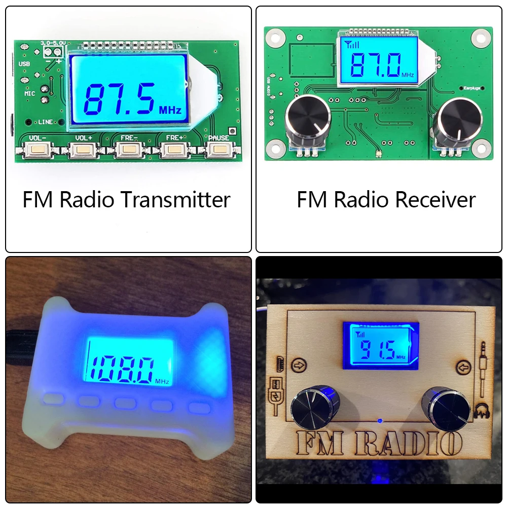 Wireless FM Radio Receiver Module 87.0MHz-108.0MHz Frequency Modulation DIY Digital Radio Receiver Transmitter Board LCD Display