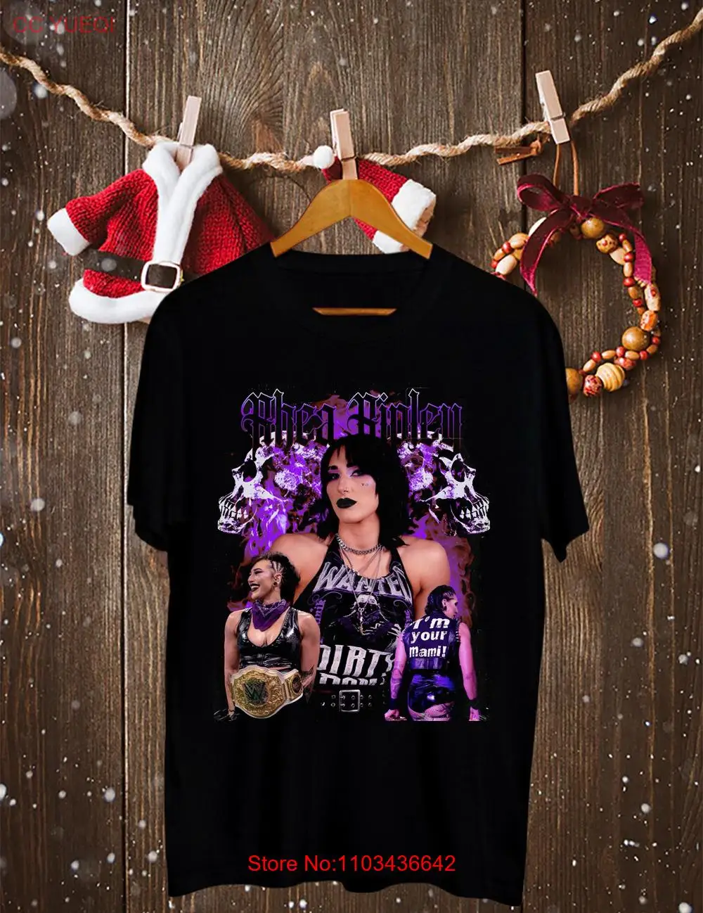 Футболка Rhea Ripley черная хлопок