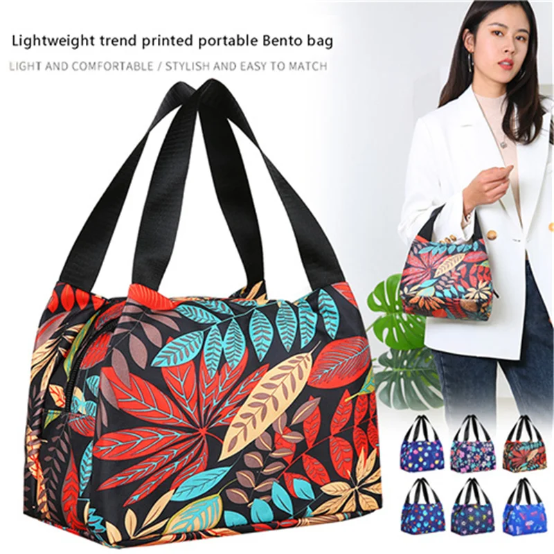 

Универсальная Изолированная обеденная сумка для взрослых и детей, пищевая сумка на молнии с принтом, уличные сумки для пикника с ручками