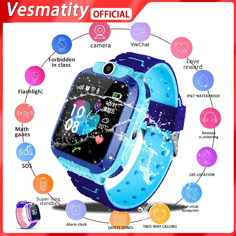 

Q12 Kids Gift Watch Waterproof Children's Smart Watch Plugable SIM Card Talking Location Tracker SOS for Huawei Xiaomi iPhone