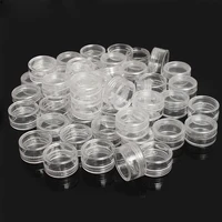 50pcs 2 5ml clear plastic jewelry bead storage box small round container jars make up organizer boxes cosmetic portable box