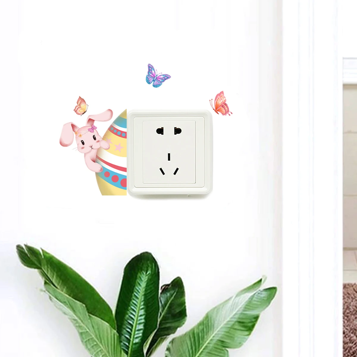 

Easter Colored Bunny Butterfly Wall Sticker Switch Sticker Living Room Decorative Wall Sticker Self Adhesive Wall Sticker
