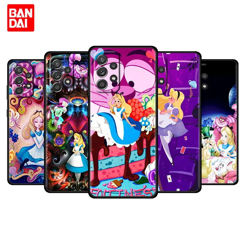 

Cover Case for Samsung Galaxy A03 A13 A31 A50 A51 A52 A70 A71 A32 Note 20 Ultra 5G Shell Bag Soft Alice In Wonderland Cat