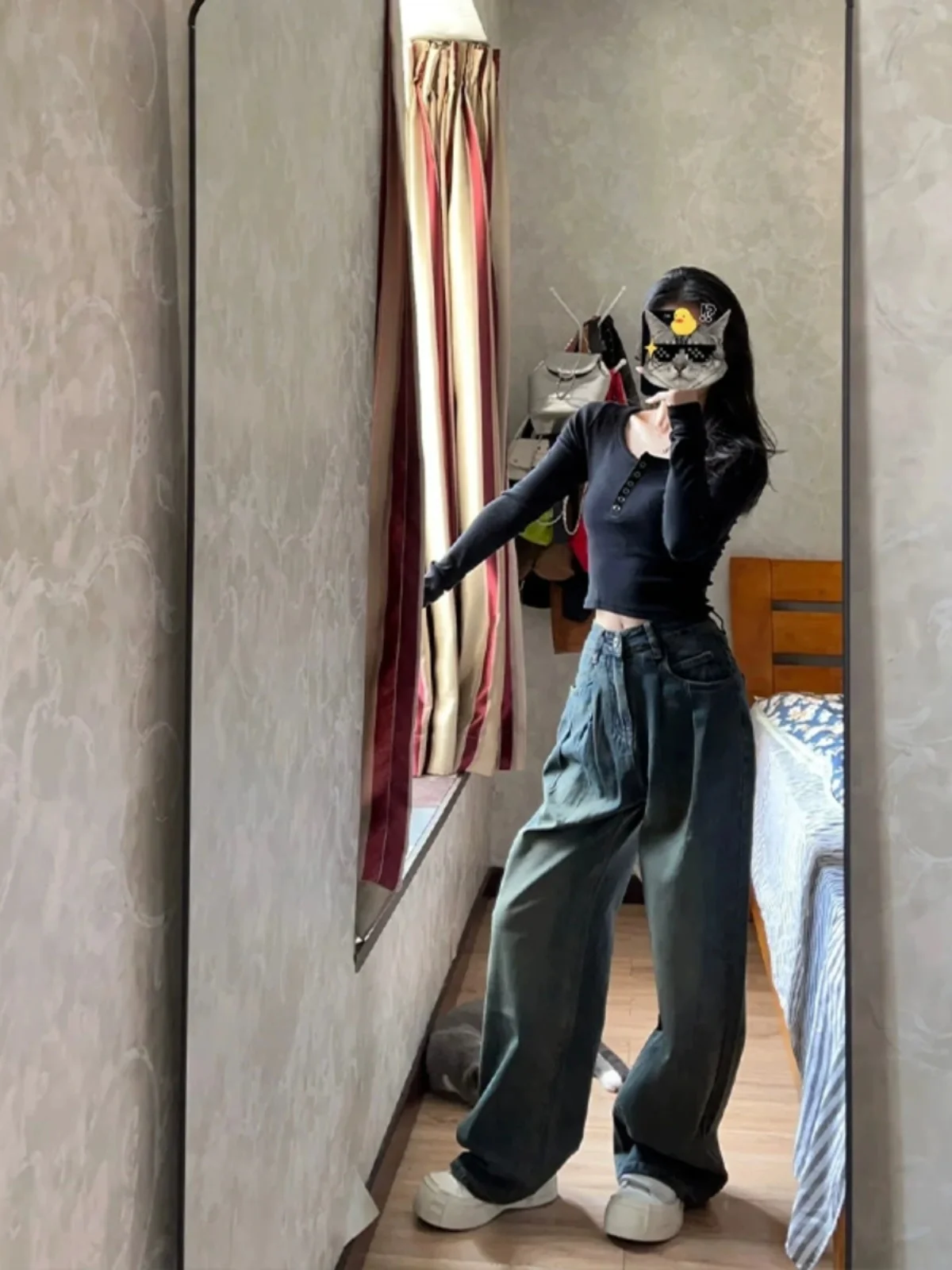 Осень-зима 2024 новая рубашка с U-образным воротником на плечах короткая длинными