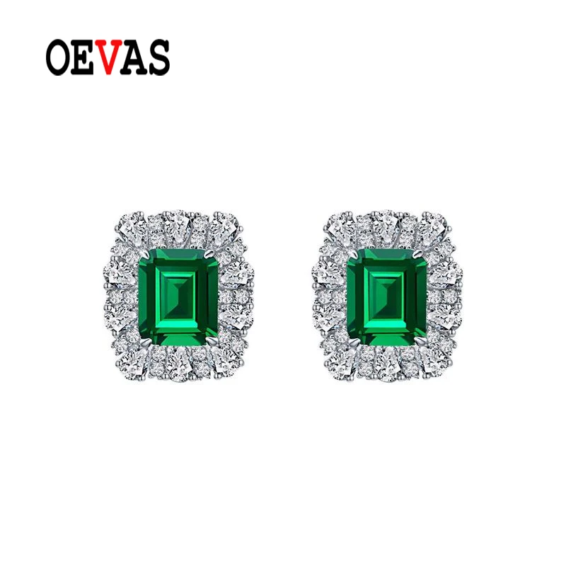 Купи OEVAS 100% 925 Sterling Silver 9*11mm Emerald High Carbon Diamond Stud Earrings For Women Sparkling Wedding Fine Jewelry Gifts за 2,115 рублей в магазине AliExpress